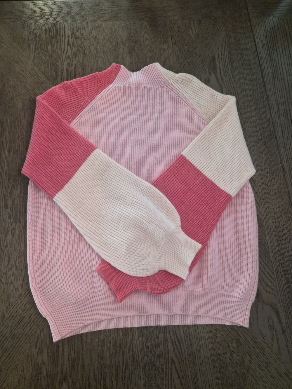 Pink Lily Pink & Cream Colorblock Crewneck Sweater - Picture 3 of 3